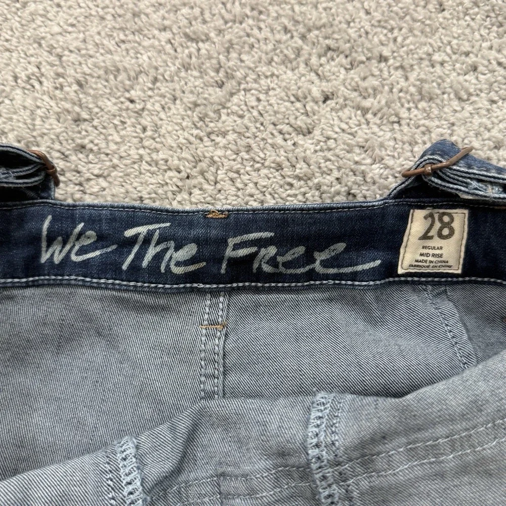 Free People We The Free Carly Flare Denim Overalls 28 Boho Hippie Festival